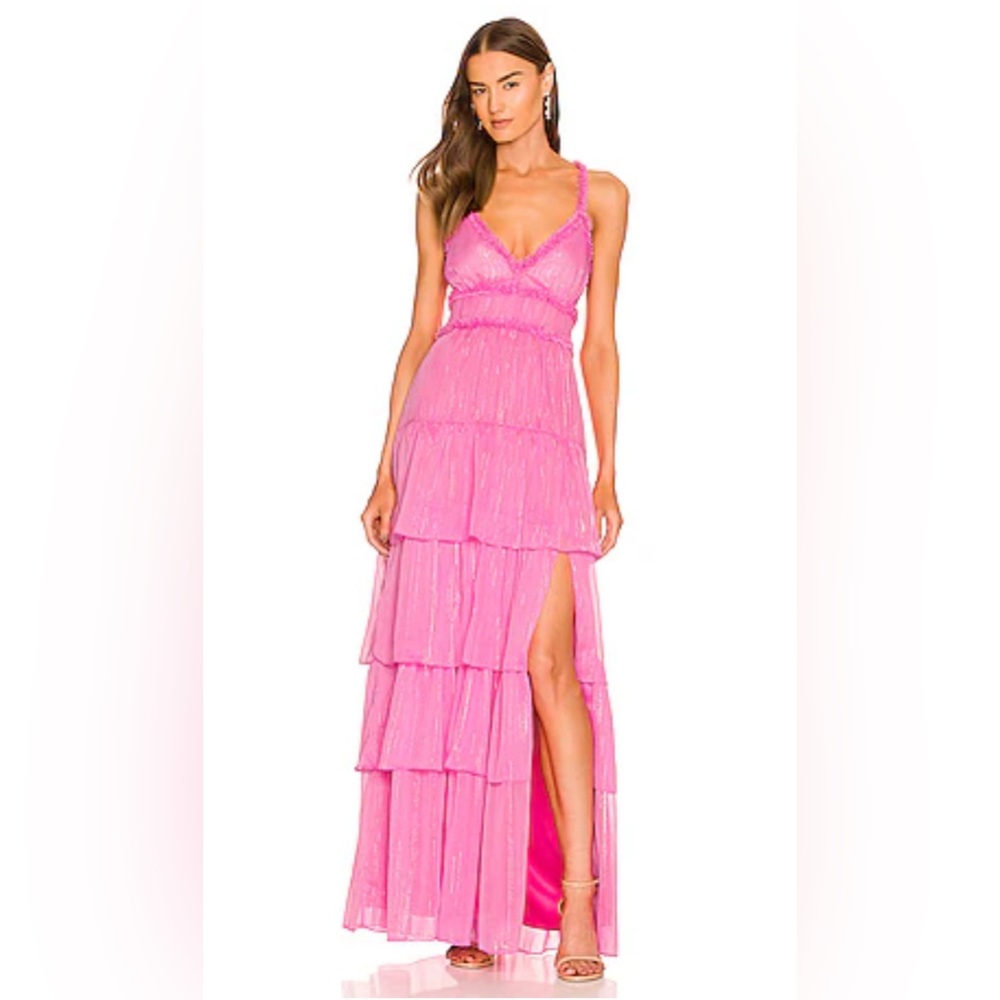 Likely Pink Ruffled Maxi Dress